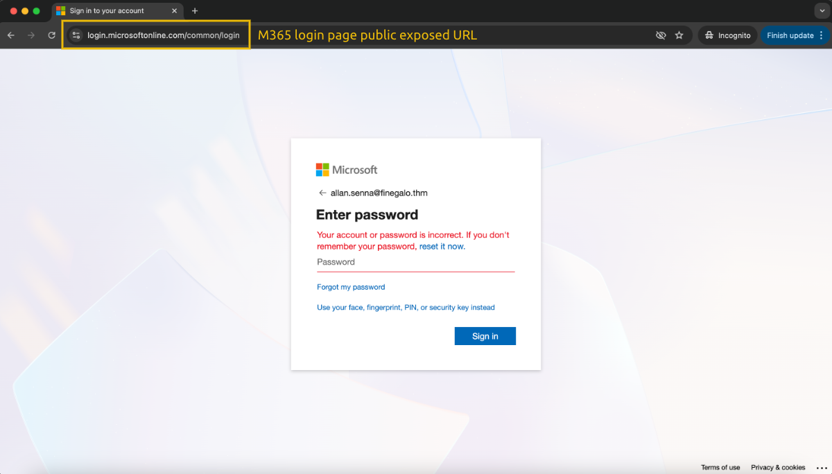 Screenshot of M365 public login page.